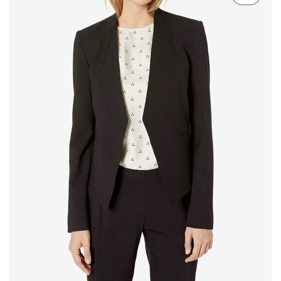 Theory Lana Edition 4 Open Front Blazer Virgin Wool Black Size 6
